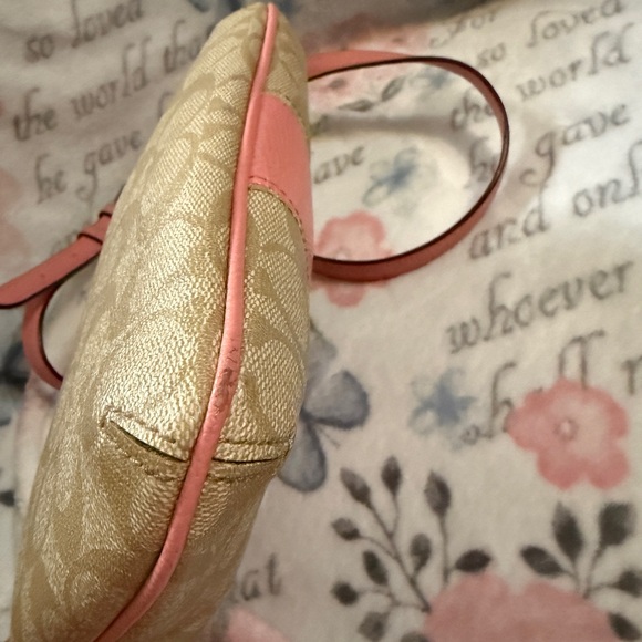 Coach PVC Leather North South Crossbody Stripe Light Khaki/Pink preowned - Picture 7 of 16